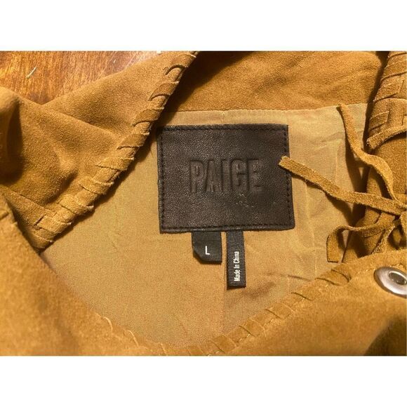 PAIGE Sweater Womens Large Tiana Jacket Suede Leather Brown Full Zipper - Picture 6 of 6